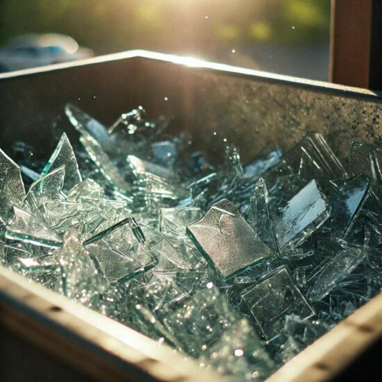 broken glass in the bin